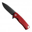LionSteel ROK Red Aluminum Black Blade Solid Folding Knife - ROK A RB