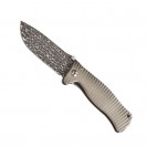 LionSteel SR1 Gray Lizard Damascus Solid Folding Knife - SR1DL G
