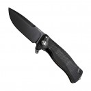 LionSteel SR11 Black Aluminium Black Blade Solid Folding Knife - SR11A BB