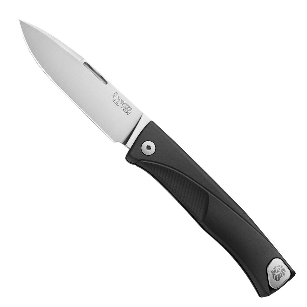 Image of LionSteel Thrill Black Aluminium Solid Folding Knife - TL A BS