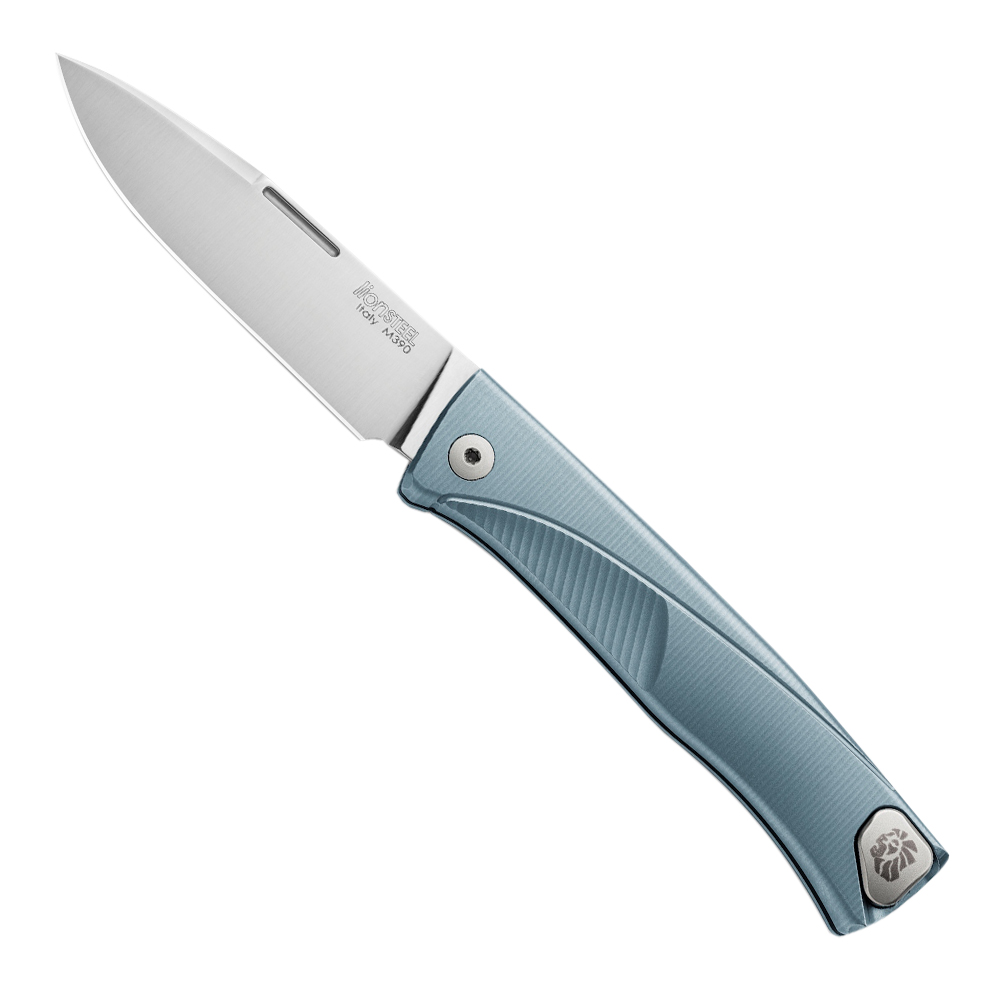 Image of LionSteel Thrill Blue Titanium Solid Folding Knife - TL BL
